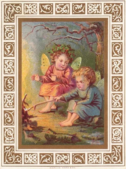Framed Print : Two fairies on a Christmas card Framed Print : Two fairies on a Christmas card