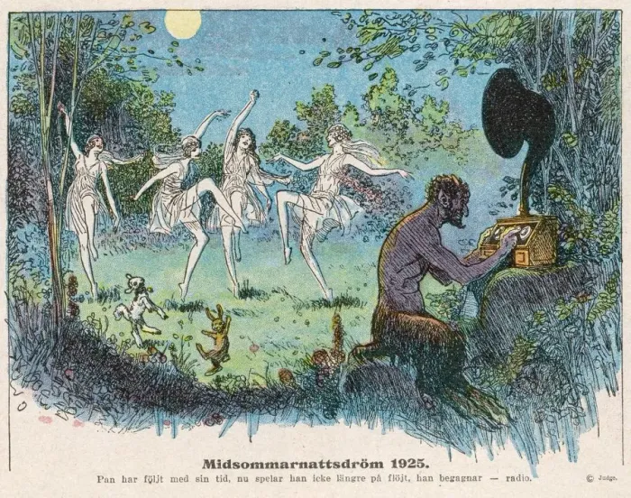 Framed Print : Fairies Dance in Woods with Faun on Gramophone Framed Print : Fairies Dance in Woods with Faun on Gramophone