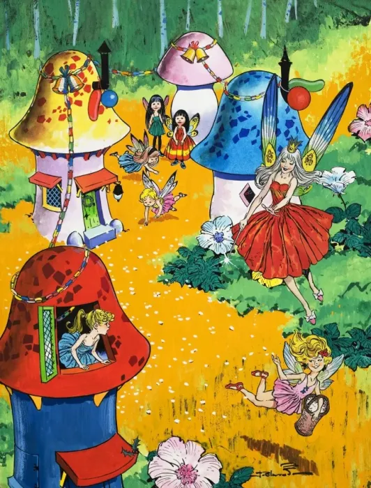 Framed Print : Fairies and fairy houses Framed Print : Fairies and fairy houses