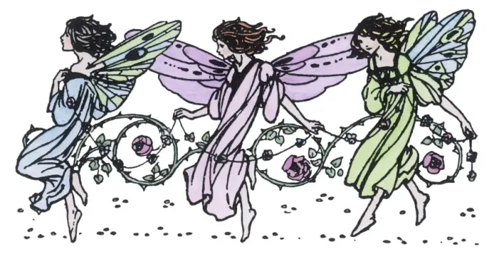 Framed Print : Three fairies tip-toeing daintily Framed Print : Three fairies tip-toeing daintily