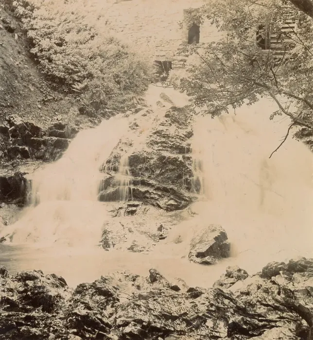 Framed Print : Fairy Falls Waterfall, Trefriw, North Wales Date: circa 1889 Framed Print : Fairy Falls Waterfall, Trefriw, North Wales Date: circa 1889