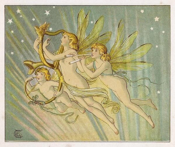 Fairy Musicians. Three fairy musicians, wearing sashes