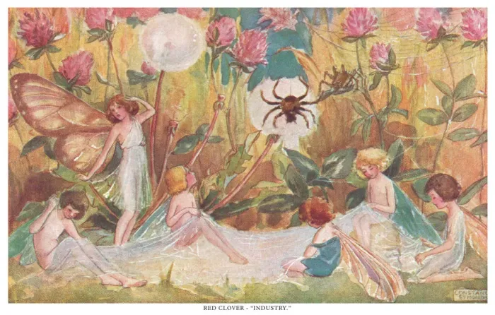 Framed Print : Fairyland. Red Clover - Industry. The language of fairies and plants Framed Print : Fairyland. Red Clover - Industry. The language of fairies and plants