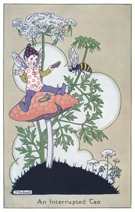 Framed Print : Fairyland. A fairy on a toadstool disapproving of a clumsy visitor Framed Print : Fairyland. A fairy on a toadstool disapproving of a clumsy visitor