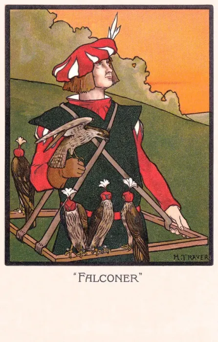 Framed Print : Falconer. A painting of a medaeval falconer Framed Print : Falconer. A painting of a medaeval falconer