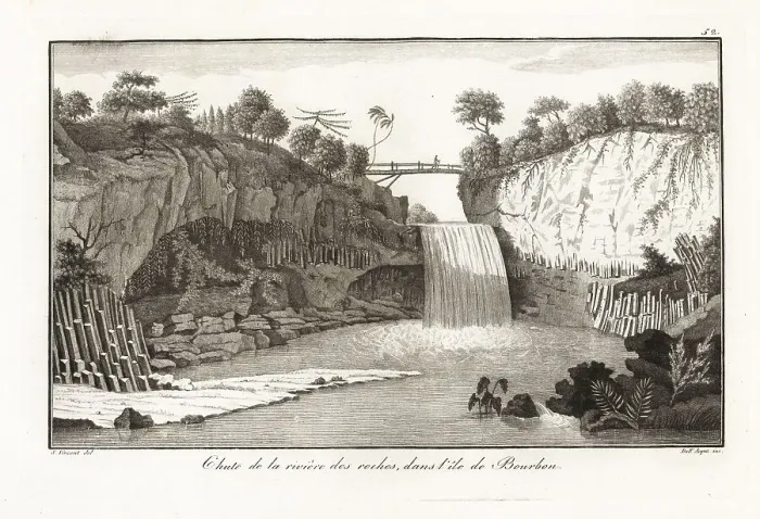 Framed Print : Falls on the Riviere des Roches, Reunion Island, 1804 Framed Print : Falls on the Riviere des Roches, Reunion Island, 1804