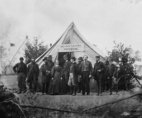 Falmouth, Va. Group in front of post office tent at Army of