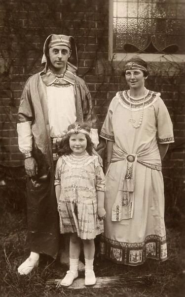 Family in ancient Egypt style fancy dress, 1920s