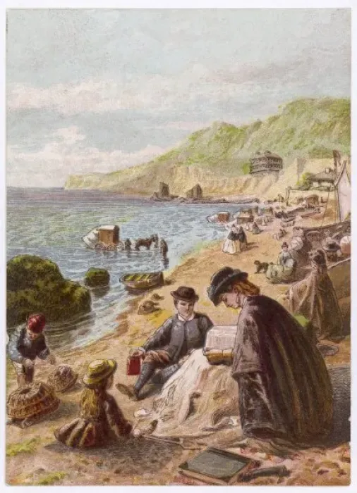 Framed Print : Family on a Beach C1860 Framed Print : Family on a Beach C1860