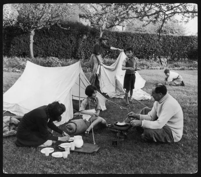 Framed Print : Family Camping Holiday Framed Print : Family Camping Holiday