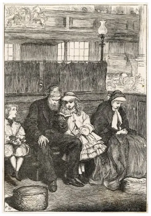 Framed Print : Family on Church Pew Framed Print : Family on Church Pew