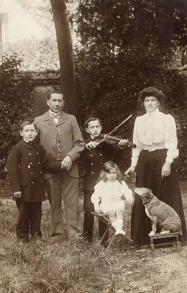 Family with a dog