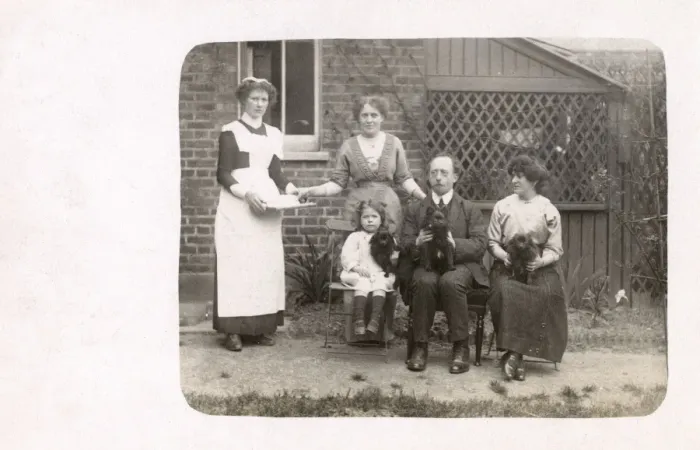 Framed Print : Family with three dogs and a servant Framed Print : Family with three dogs and a servant