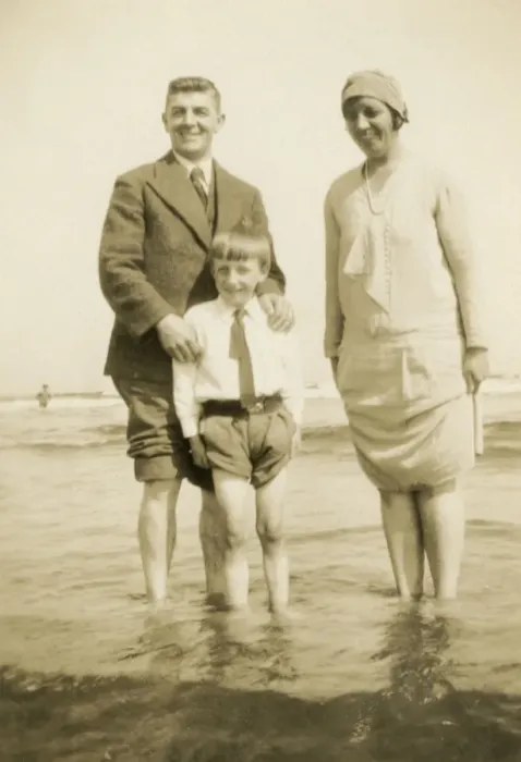 Framed Print : Family of three enjoying a paddle in the sea Framed Print : Family of three enjoying a paddle in the sea