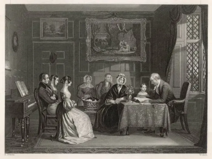Framed Print : Family at Evening Prayer Framed Print : Family at Evening Prayer