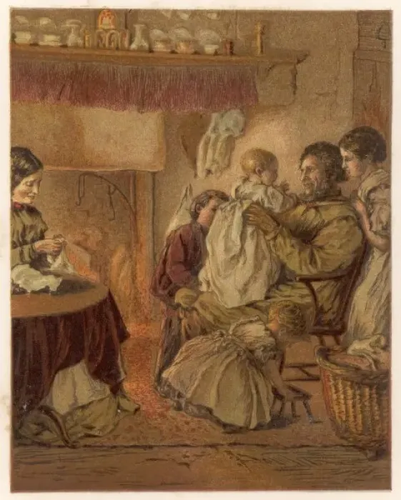 Framed Print : Family by Fire 1869 Framed Print : Family by Fire 1869