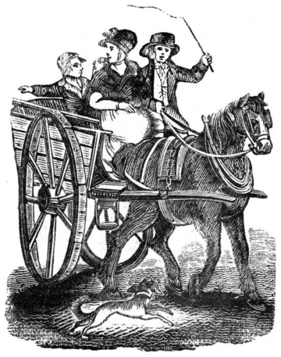 Framed Print : Family gig going to market, c. 1800 Framed Print : Family gig going to market, c. 1800