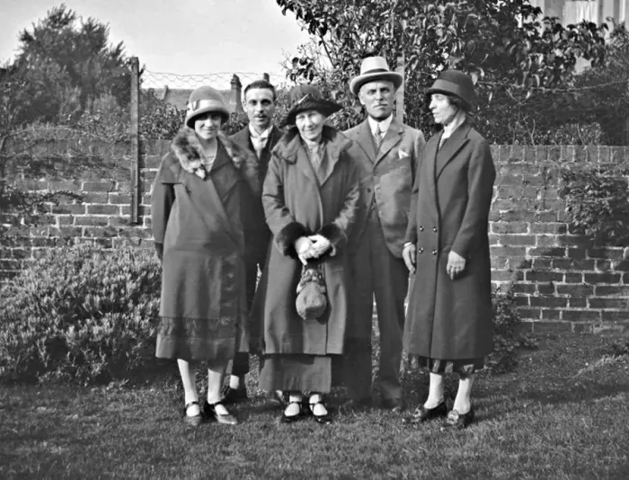 Framed Print : Family group of five in a garden Framed Print : Family group of five in a garden