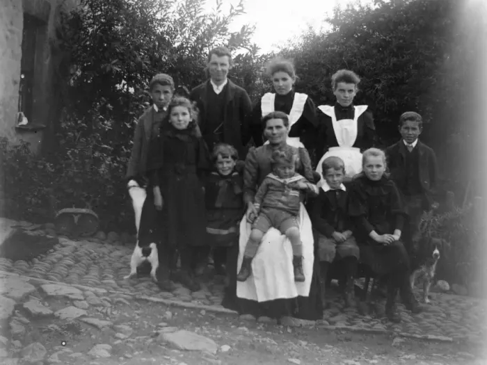 Framed Print : Family group in garden, South Wales Framed Print : Family group in garden, South Wales