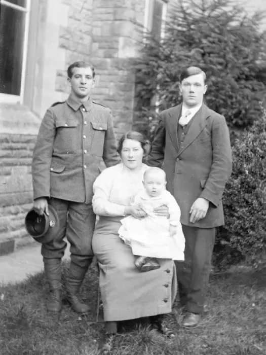 Framed Print : Family group with man in uniform, First World War Framed Print : Family group with man in uniform, First World War