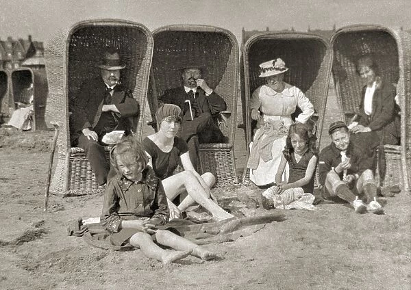 Family on holiday at Lytham St Annes, Lancashire
