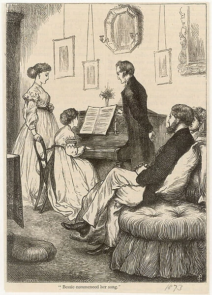 A family at home, gathered round the piano