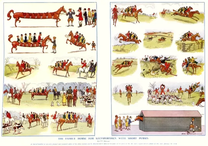 Framed Print : The Family Horse for Keen Sportsmen by H M. Bateman Framed Print : The Family Horse for Keen Sportsmen by H M. Bateman