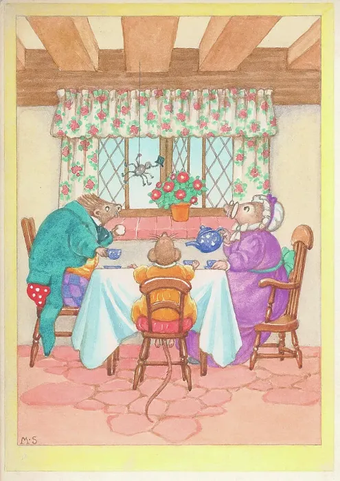 Framed Print : Family looking at spider during tea Framed Print : Family looking at spider during tea