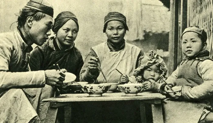 Framed Print : Family meal with chopsticks, China, East Asia Framed Print : Family meal with chopsticks, China, East Asia