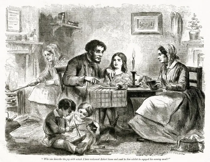 Framed Print : Family mealtime 1858 Framed Print : Family mealtime 1858