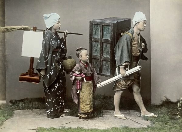 Family moving house, Japan