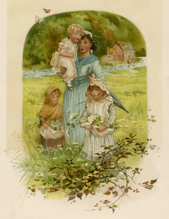 Framed Print : Family Pick Flowers 1889 Framed Print : Family Pick Flowers 1889