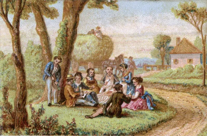 Framed Print : FAMILY PICNIC / VILLAGE GN Framed Print : FAMILY PICNIC / VILLAGE GN