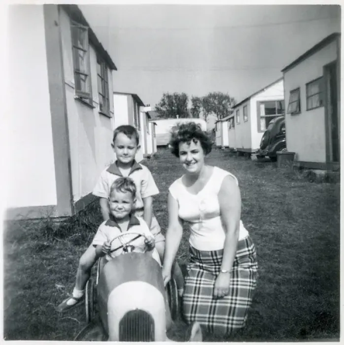 Framed Print : Family pose for the camera at a British holiday camp Framed Print : Family pose for the camera at a British holiday camp