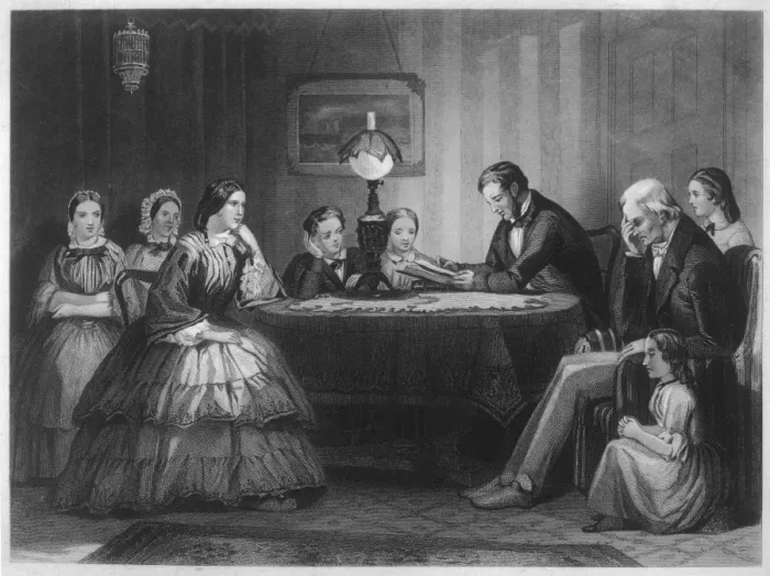 Framed Print : Family at Prayer C1850 Framed Print : Family at Prayer C1850