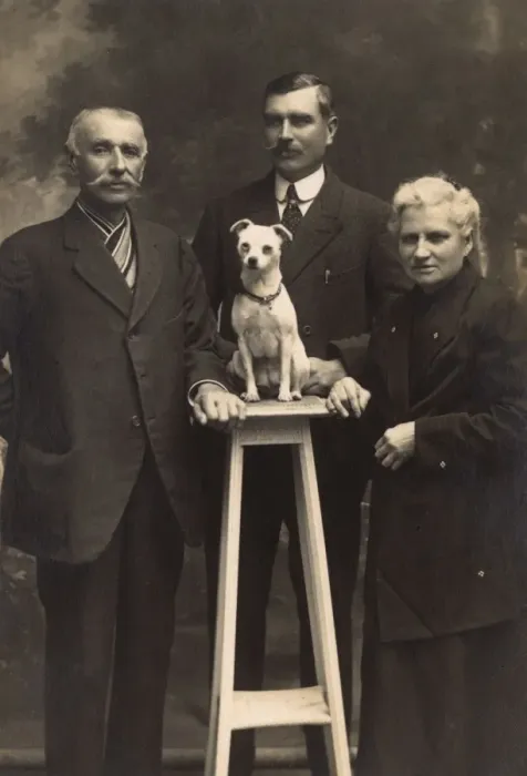 Framed Print : Family with small dog Framed Print : Family with small dog