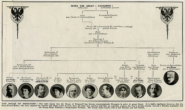Family tree of Peter the Great and Catherine I
