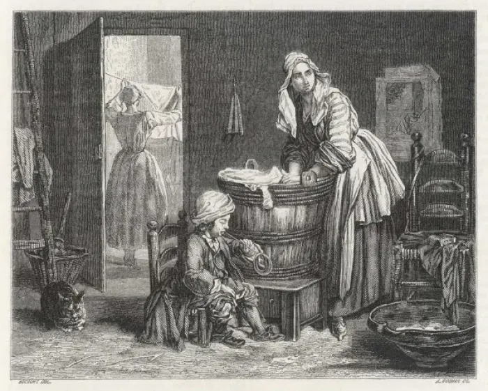 Framed Print : Family on Washing Day Framed Print : Family on Washing Day