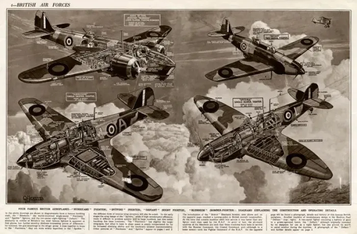 Framed Print : Four famous British aeroplanes by G. H. Davis Framed Print : Four famous British aeroplanes by G. H. Davis