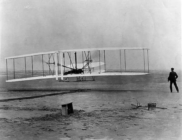 The famous photo of the first flight of the Wright Flyer