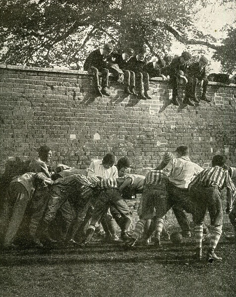 Famous wall game in progress, Eton School, Berkshire