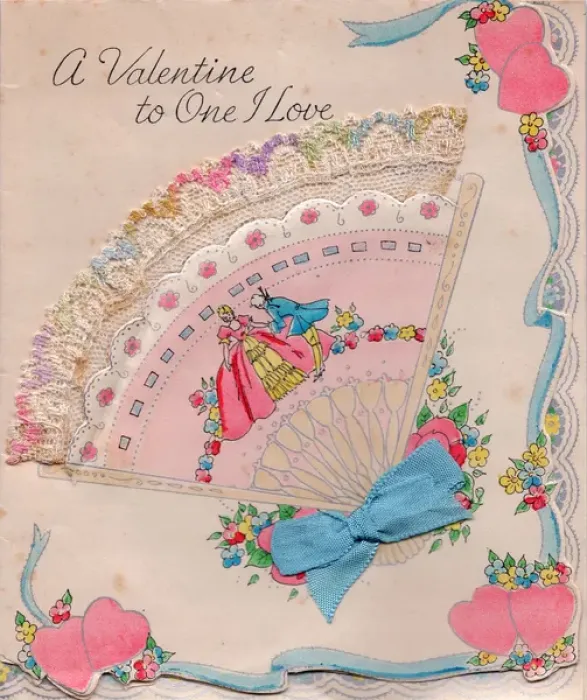 Framed Print : Fan with hearts and flowers on a Valentine card Framed Print : Fan with hearts and flowers on a Valentine card