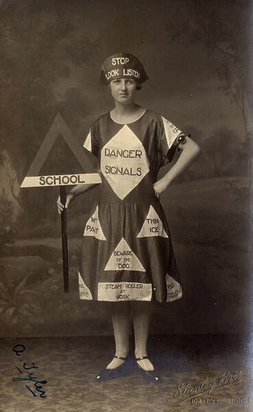 Fancy Dress, 1920s - Woman dressed as a road crossing