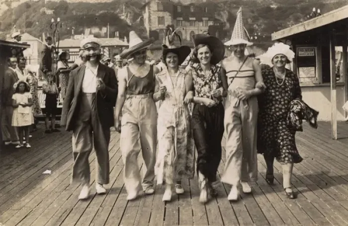 Framed Print : Fancy dress on a seaside pier, c. 1930 Framed Print : Fancy dress on a seaside pier, c. 1930