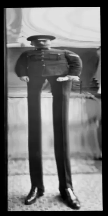 Framed Print : Fancy portrait of a soldier in a distorting mirror Framed Print : Fancy portrait of a soldier in a distorting mirror