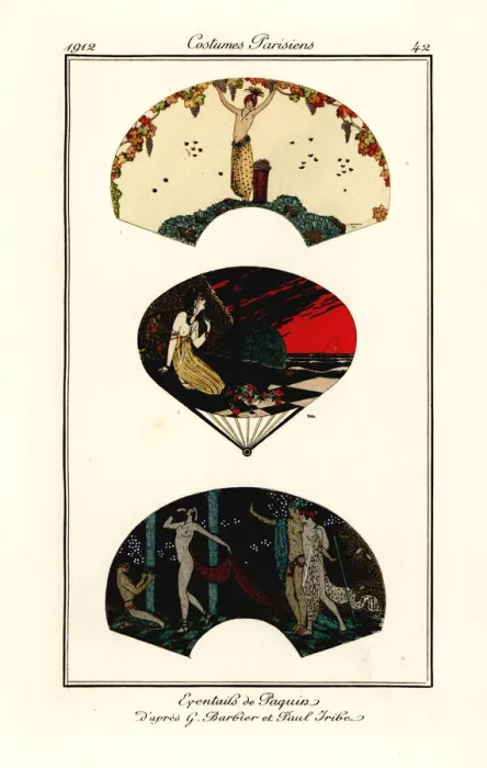 Framed Print : Fans designed by Jeanne Paquin, 1912 Framed Print : Fans designed by Jeanne Paquin, 1912