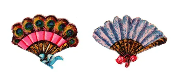 Framed Print : Fans made of feathers on two Victorian scraps Framed Print : Fans made of feathers on two Victorian scraps