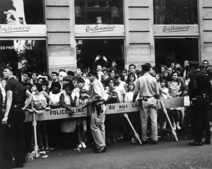 Framed Print : Fans Wait for Beatles Framed Print : Fans Wait for Beatles