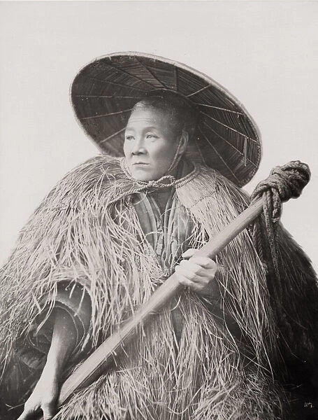Farm worker or coolie with grass coat, Japan