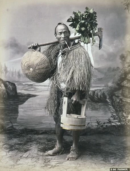 Farmer. Photograph shows a studio portrait of a farmer